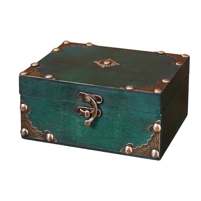 复古绿色盒子收纳盒儿童小首饰箱密码手饰盒礼盒木质首饰盒饰品盒,淘宝优惠券,粉丝福利购,淘宝优惠卷