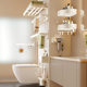 Milk white bathroom towel rack bathroom set toilet storage rack toilet storage wall-mounted bath towel rack