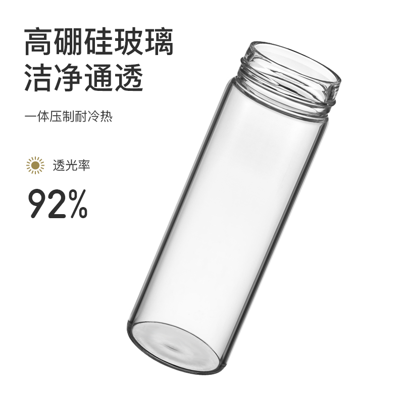 防摔单层玻璃杯男泡茶杯带盖日式便携女杯子车载水杯送礼定制刻字-图1