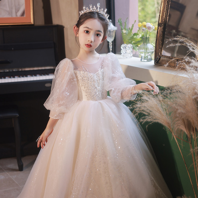 花童婚礼小女孩礼服女童生日长袖公主裙主持人钢琴演出服儿童婚纱,淘宝优惠券,粉丝福利购,淘宝优惠卷