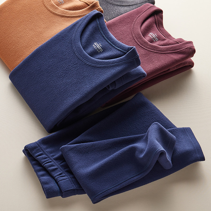 德绒发热男士保暖线衣加绒青年内衣 思篇保暖套装