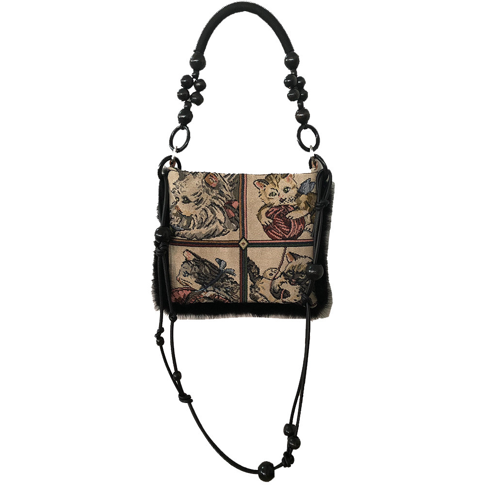 原创复古可爱猫咪毛绒小方包女tomssie秋冬新款休闲手提斜挎小包,淘宝优惠券,粉丝福利购,淘宝优惠卷