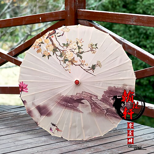 防水防晒景区户外装饰古风绸布雨伞中国风室内餐厅吊顶道具油纸伞 - 图1