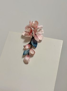 绒花手作饰品国风气质淡雅配饰淑女古韵温柔发夹头饰粉色和紫色