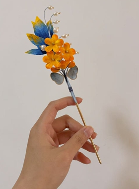 手作绒花饰品国风气质淡雅配饰淑女新中式古韵温柔发簪