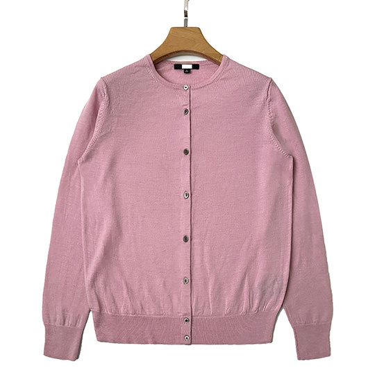 Round neck cardigan Merino pure wool cardigan sweater