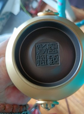 招财聚宝盆仿古故宫缸中式纯铜雄狮单环底金蟾财位书房摆件中号12