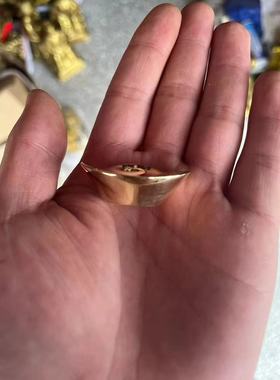 纯黄铜元宝摆件入户玄关招财实心貔貅聚宝盆财神家居饰品客厅一对