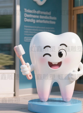 玻璃钢仿真卡通牙齿模型口腔医院定制可爱牙齿牙刷立体雕塑大摆件