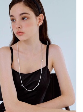 锆石纯银珍珠女满天星项链毛衣链