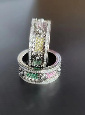 同款齿轮戒指可转动网红满天星男女情侣旋转机械指环解压