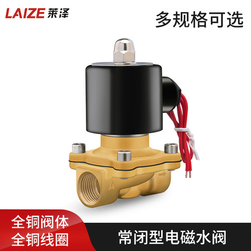 全铜常闭电磁阀水阀AC220V开关阀DC24V气阀DC12V 2分3分4分6分1寸 - 图0