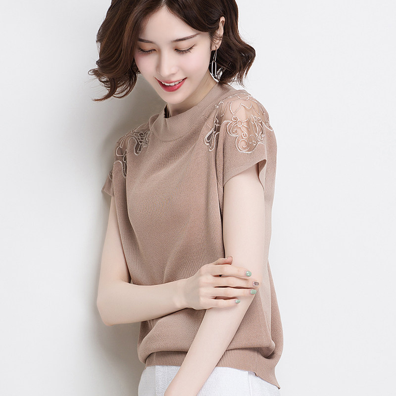 冰丝针织衫薄款短袖2019夏装t恤 姿必美T恤