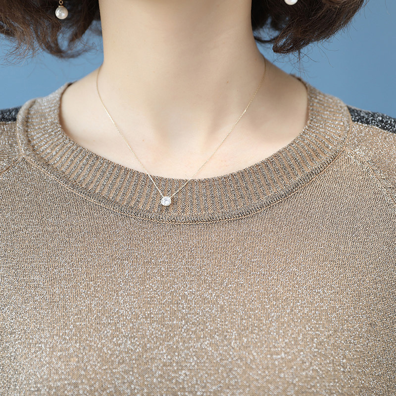 夏季冰丝针织衫亮丝七分袖韩版t恤 姿必美毛针织衫