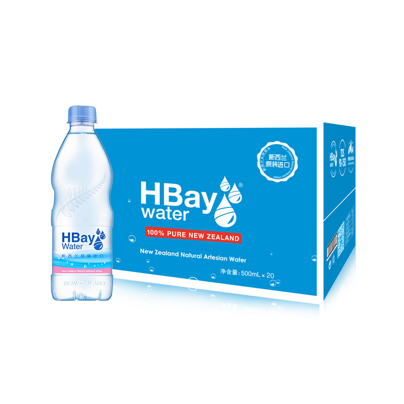 纽湾旗舰店HBay纽湾新西兰进口500ml*20整箱天然弱碱性饮用水PK矿泉水小瓶装3