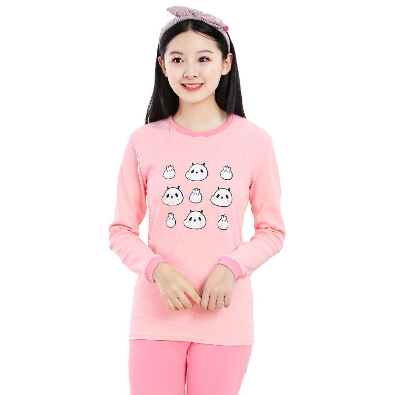 青少年纯棉薄款初中学生棉毛衫 桃莎芯保暖套装