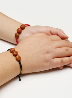 本命年蛇手链手编金刚结桃核民族