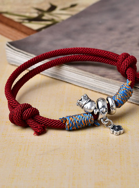 999足银蛇年本命年手绳女属蛇银