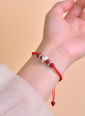 纯银十二生肖萌猴蛇银猴蛇手链