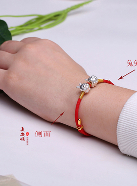 足银生肖小兔子本命年双兔添贵