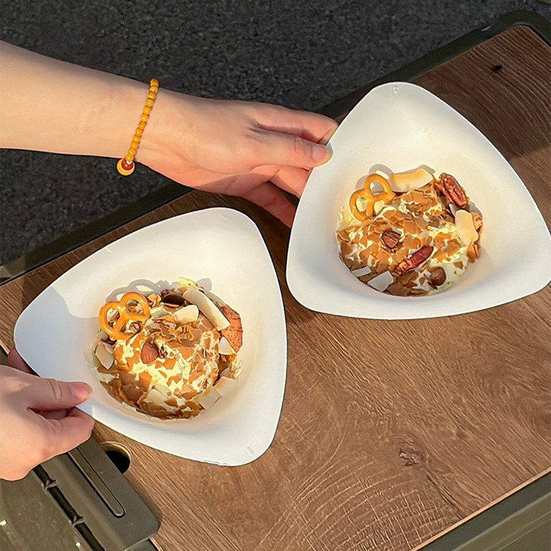 网红一次性色拉碗甜品碗轻食打包盒冰淇淋水果刨冰商用外带纸浆碗