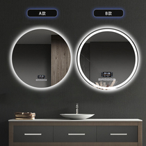 Round Smart Bathroom Mirror Toilet Wall-mounted Led with lamp Touch Screen Anti-fogging luminous induction hanging wall round mirror