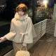 Sweet Narcissus Kyoto Showa Dream Small Fragrant Style Bow Fur Collar Cloak Woolen Coat Women's High-Quality Temperament