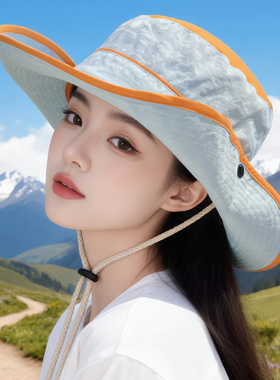 女夏季户外速干防晒大檐渔夫帽