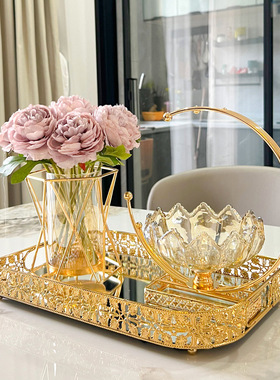 欧式轻奢金属玻璃花瓶花艺北欧客厅餐桌干花插花器酒柜装饰品