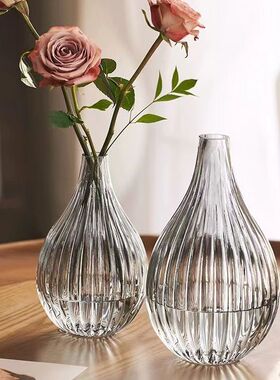 轻奢北欧玻璃花瓶透明创意插花摆件装饰简约水培花器家居装饰品