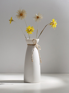 陶瓷干花花瓶小清新花插现代白色餐桌客厅家居装饰品摆件厂家