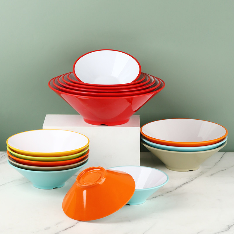 A8密胺麻辣烫大碗螺蛳粉碗拉面碗商用面馆专用汤拌面碗双色斗笠碗 - 图2