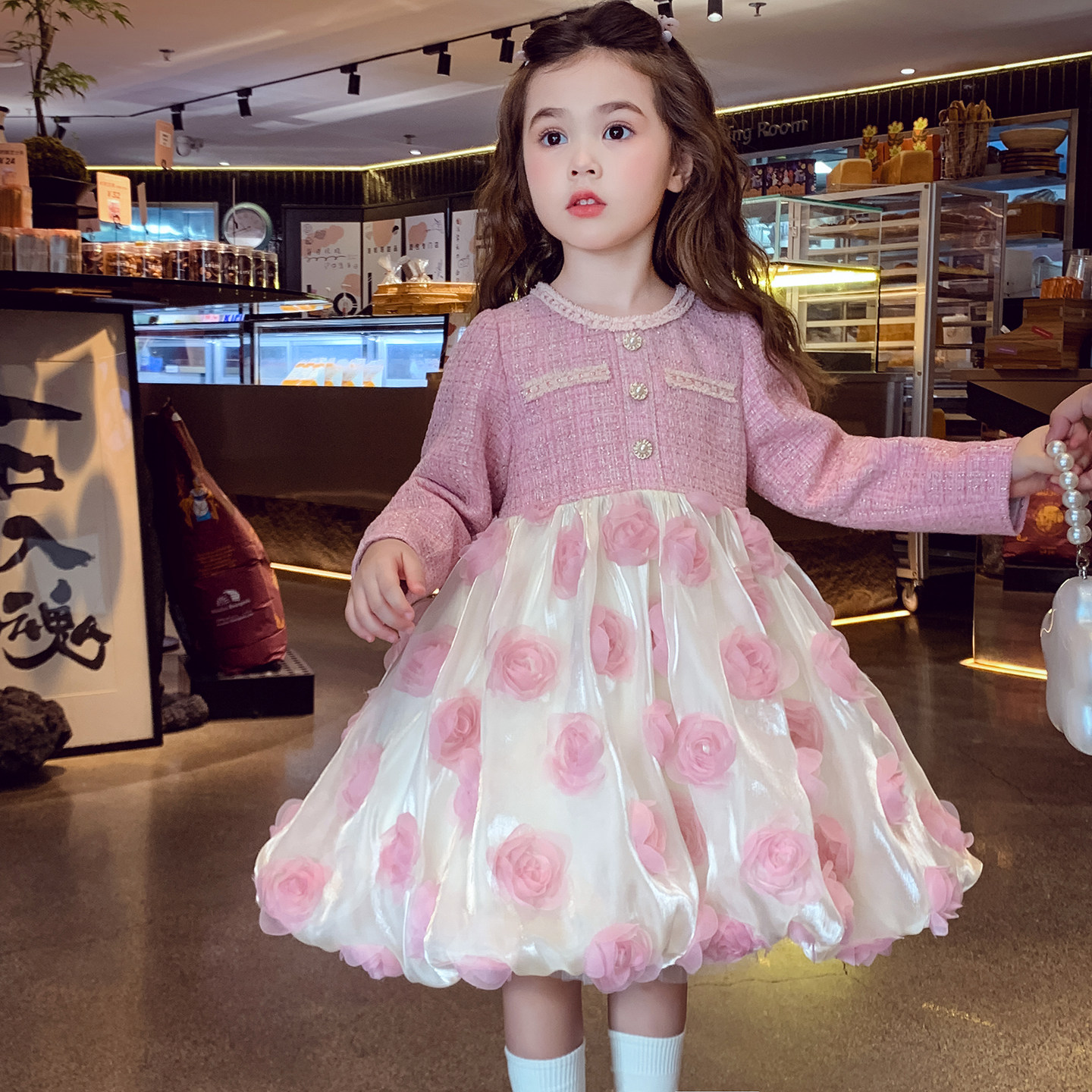 米米哈罗女童公主裙秋冬2025新款儿童小香风连衣裙轻奢女孩礼服裙,淘宝优惠券,粉丝福利购,淘宝优惠卷