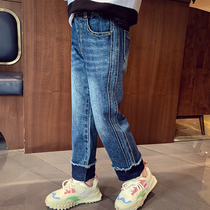 Girl Jeans Autumn Clothing 2023 New Ocean Gas Childrens Net Red Straight Drum Pants Little Girl Korean Version Casual Long Pants