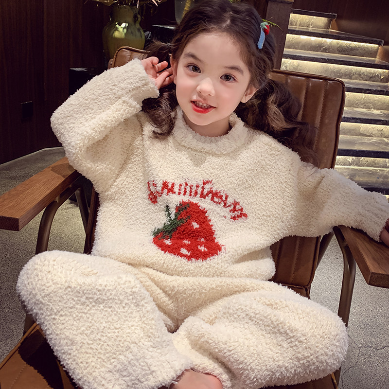 女童加厚半边绒家居服冬装新款洋气居家儿童睡衣女孩保暖套装,淘宝优惠券,粉丝福利购,淘宝优惠卷