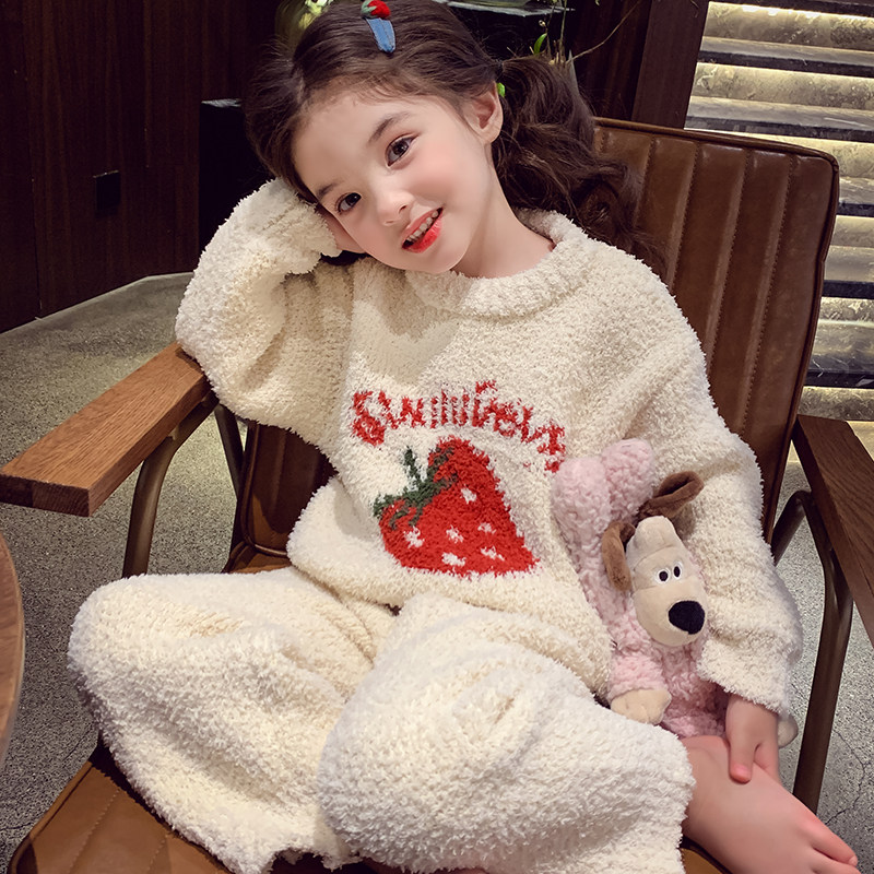 女童加厚半边绒家居服冬装新款洋气居家儿童睡衣女孩保暖套装,淘宝优惠券,粉丝福利购,淘宝优惠卷