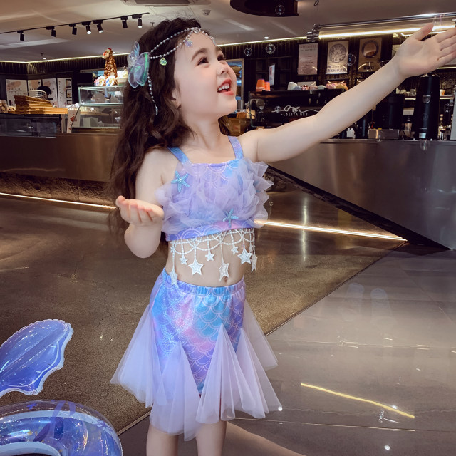 Little Mermaid Summer Suspender+Skirt+Hair Accessories