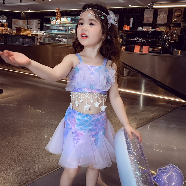 Little Mermaid Summer Suspender+Skirt+Hair Accessories