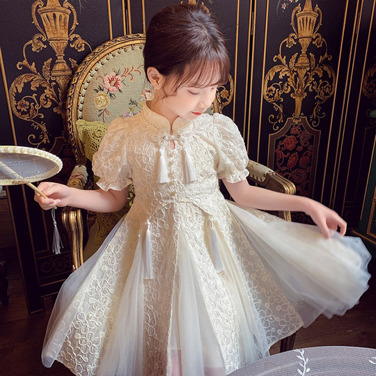 Improved new Chinese style fold-button princess skirt