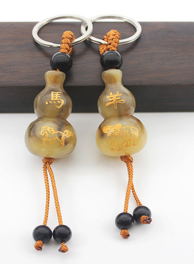 吉祥玉葫芦扣雕刻十二生肖挂件