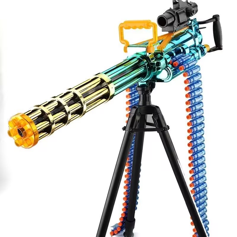 儿童软弹枪加特林男孩枪玩具仿真黄金加特琳枪电动连发机关枪子弹 - 图3