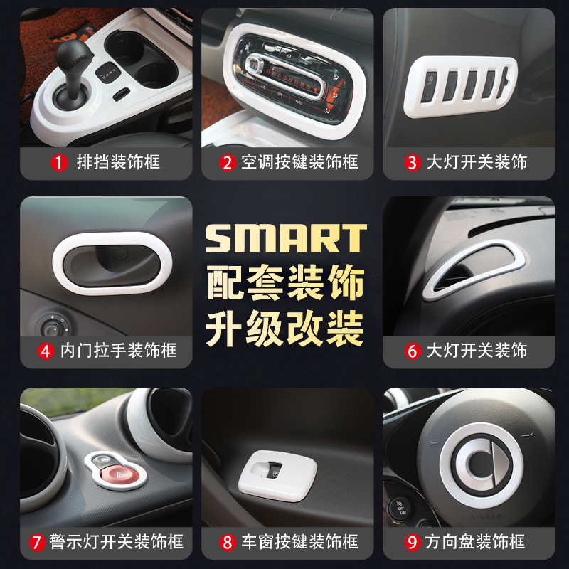 适用于奔驰新款smart fortwo forfour装饰贴改装贴片外饰贴白色-图1