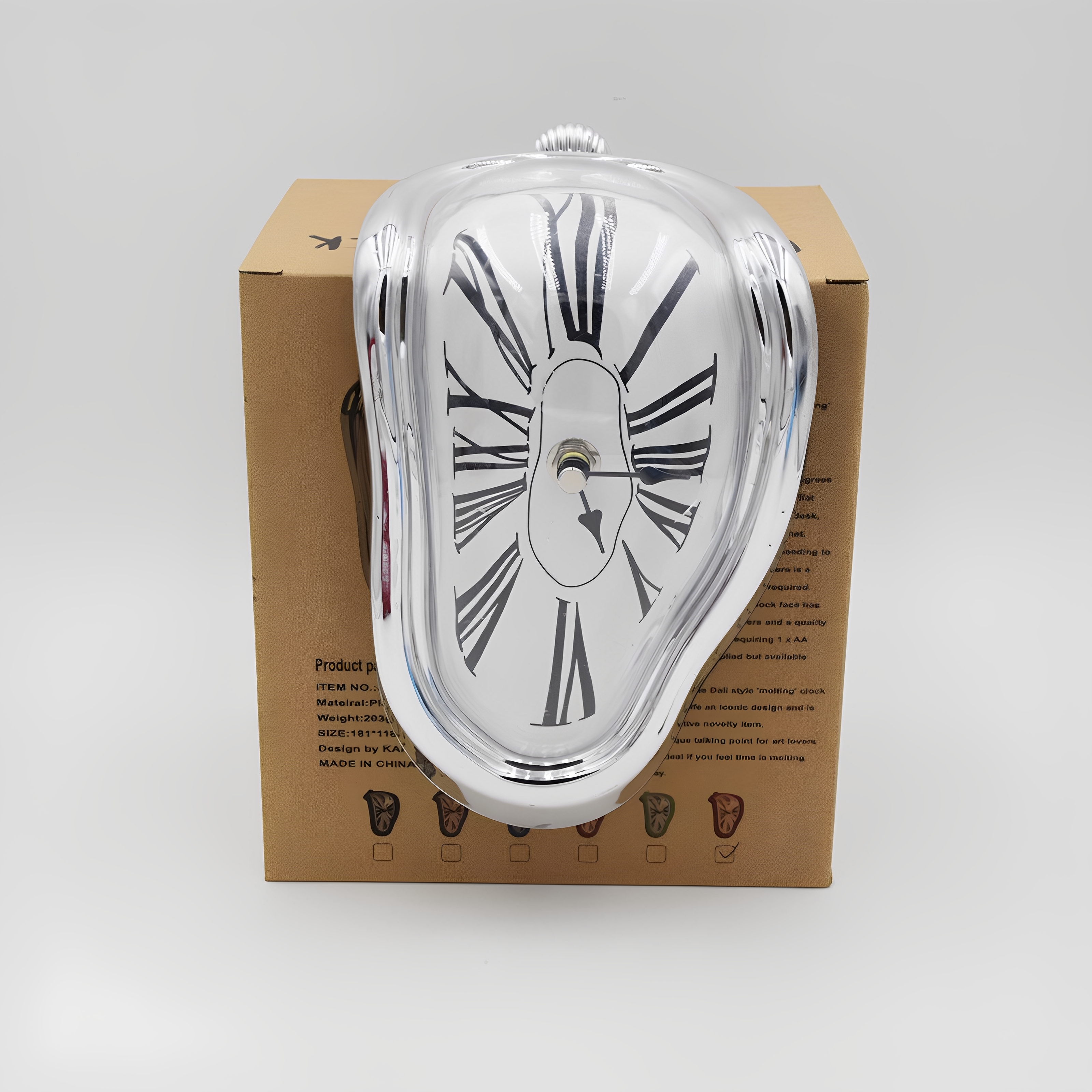 创意融化扭曲钟表桌面静音挂钟装饰道具复古电子时钟家用客厅时钟 - 图0