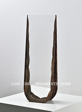 工业诧寂风艺术水晶铁锈融合摆件设计大师款别墅玄关柜书柜装饰品