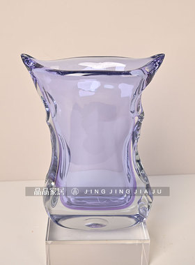 现代简约透明紫色水培小插花器样板间客厅玄关茶几台面装饰干花瓶