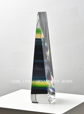 当代简约马赛克拼透明水晶几何摆件入户玄关台客厅边角几高档摆件