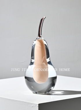 极简现代苹果凤梨玻璃奇趣小摆件样板间茶几餐桌书台搭配软装饰品