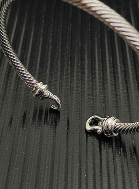 David Yurman大卫雅曼银金撞色搭扣细手镯DY细皮带扣手饰金属4MM