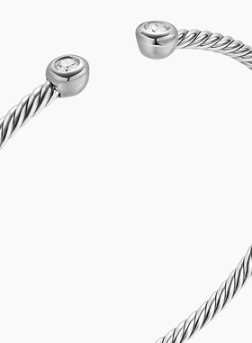 David Yurman大卫雅曼开口镶钻手镯欧美轻奢麻花手环高级感女3MM