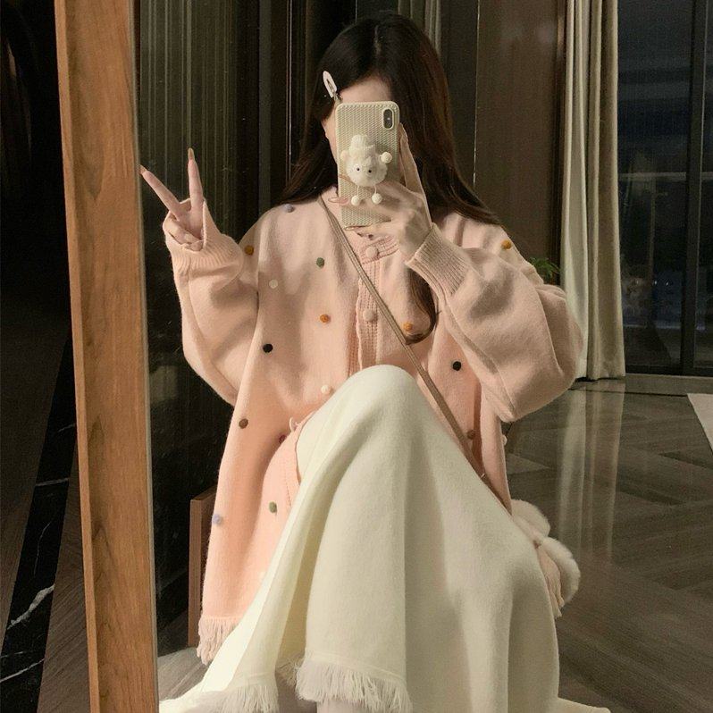 实拍大码秋冬气质宽松流苏毛衣外套+显瘦高腰针织半身裙两件套装,淘宝优惠券,粉丝福利购,淘宝优惠卷